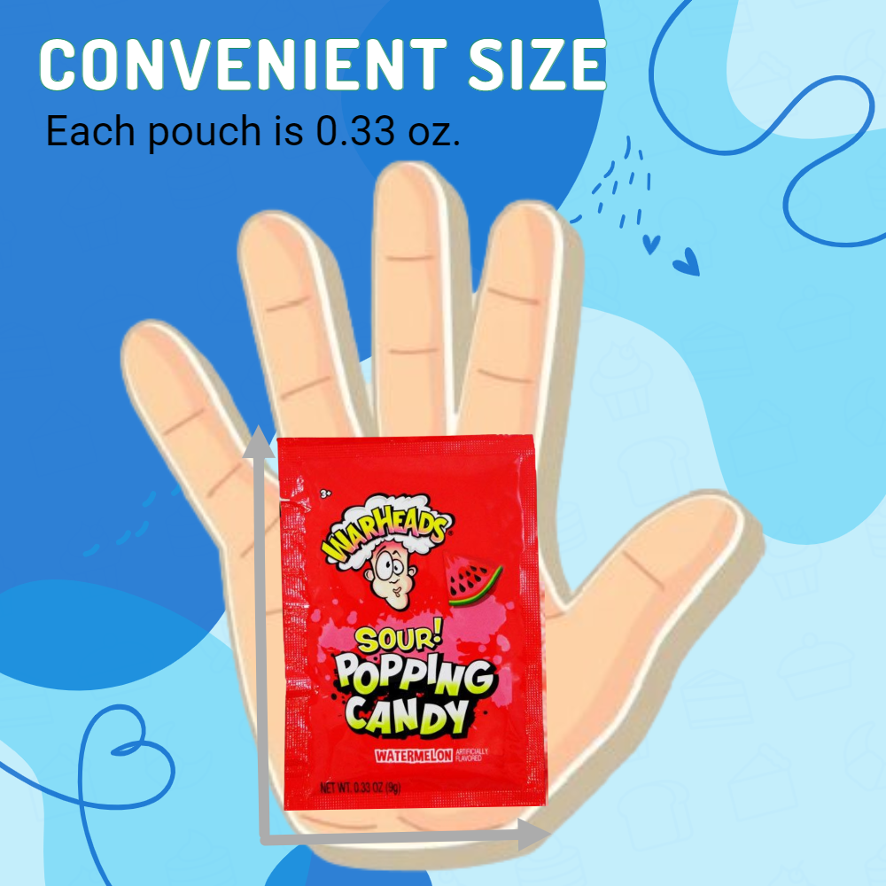 WARHEADS EXTREME SOUR POP ROCKS CANDY 3 Warheads Sour Fizzy and 3 Nostalgic Pop Rocks Popping Hard Candy 0.33 Oz Each In Green Apple, Blue Raspberry and Watermelon Flavors (6 Pack)