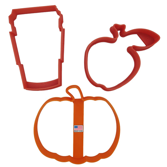 Pumpkin Spice Cookie Cutters With Coffee Latte And Apple