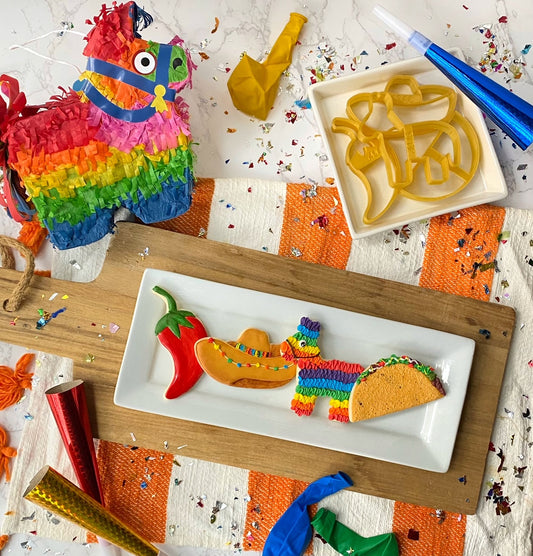 Taco Cookie Cutter With Chili, Pinata and Sombrero